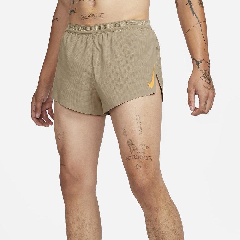 Nike Dri-Fit ADV Racing Shorts 4" Inseam Lined Running Athletic Beige Men Size L